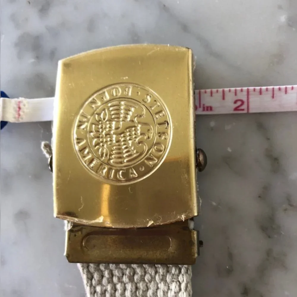 STETSON Born in American Eagle Embossed Gold Tone Web Belt Vintage RARE